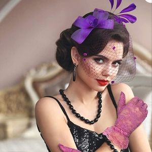 Beloved Millinery Royal Elegant Fascinator Lace Veil Hat Matching Gloves Set